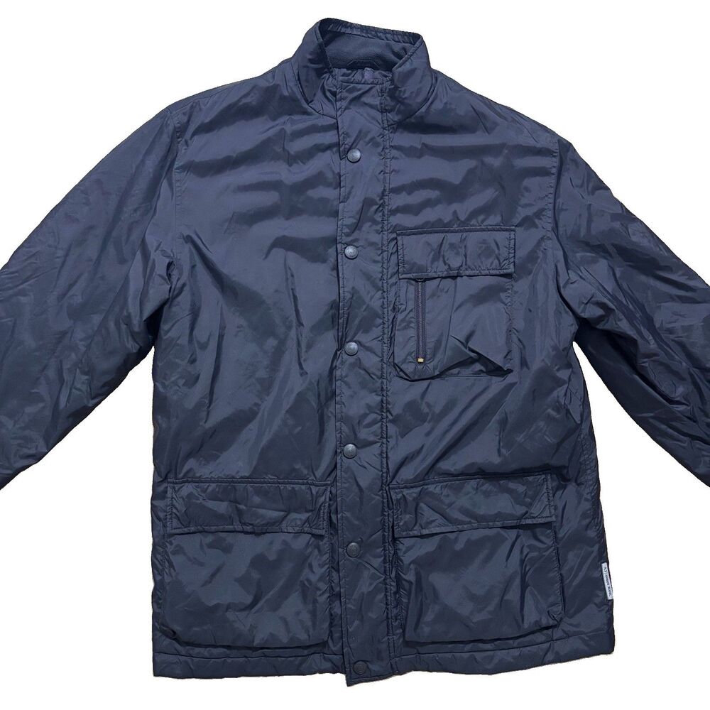 Armani Jeans Military Jacket Mens Sz 34 Medium Black Utility Coat Pockets Luxury